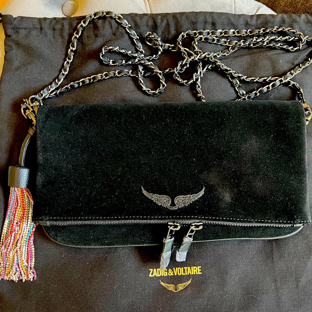Zadig & Voltaire black suede cross body bag